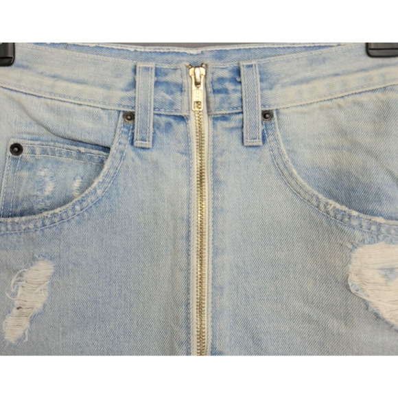 Carmar Distress Mini Jean Skirt Womens 23 Blue Denim Pockets Full Zip Grunge - Picture 5 of 13